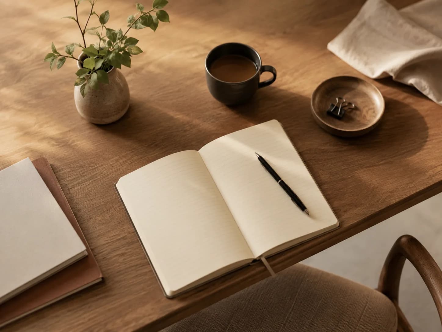 Notebook and desk setup for career visibility preparation